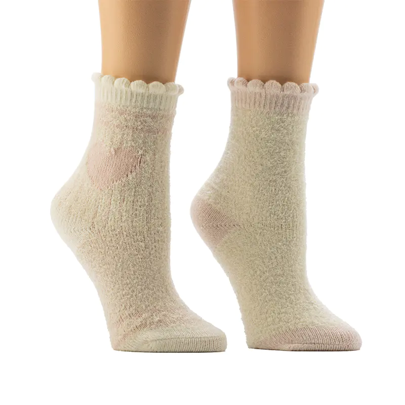 Kaus Kaki Rumah Nyaman Ladies'Scalop Welt Jacquard