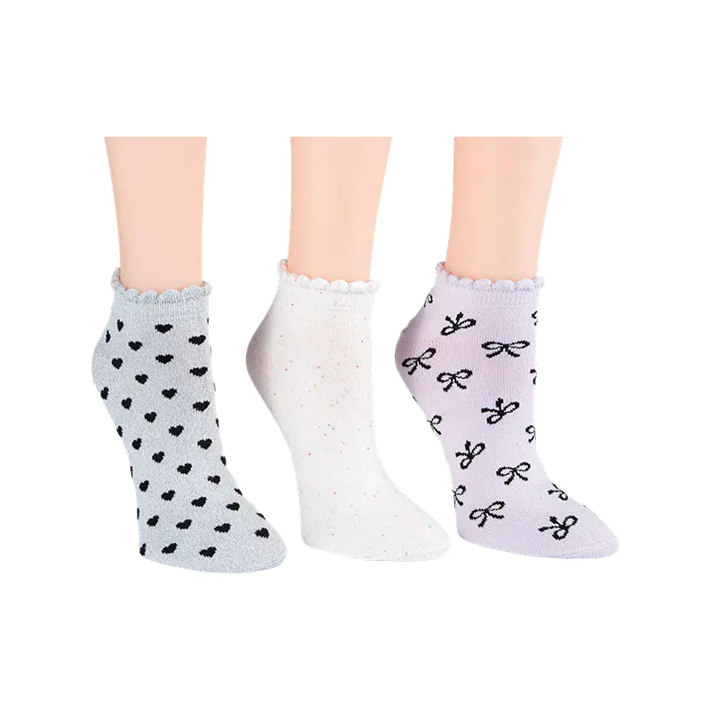 Kaus Kaki A/O Busur/Flek Pelangi/A/O Heart Scallo Lowcut 3ppk