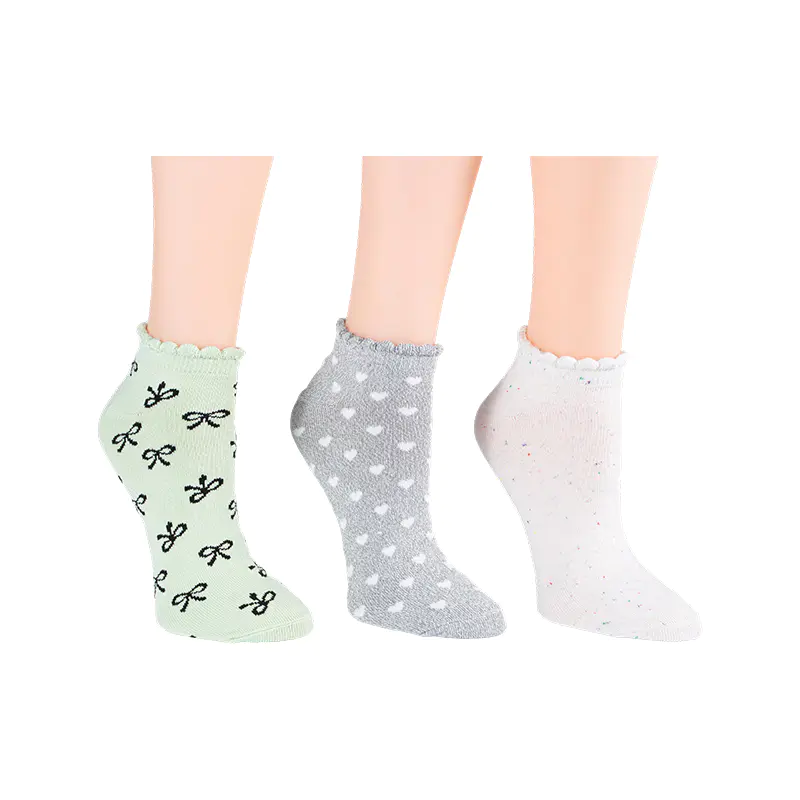 Kaus Kaki A/O Busur/Flek Pelangi/A/O Heart Scallo Lowcut 3ppk