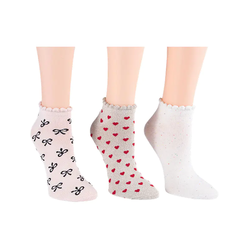 Kaus Kaki A/O Busur/Flek Pelangi/A/O Heart Scallo Lowcut 3ppk