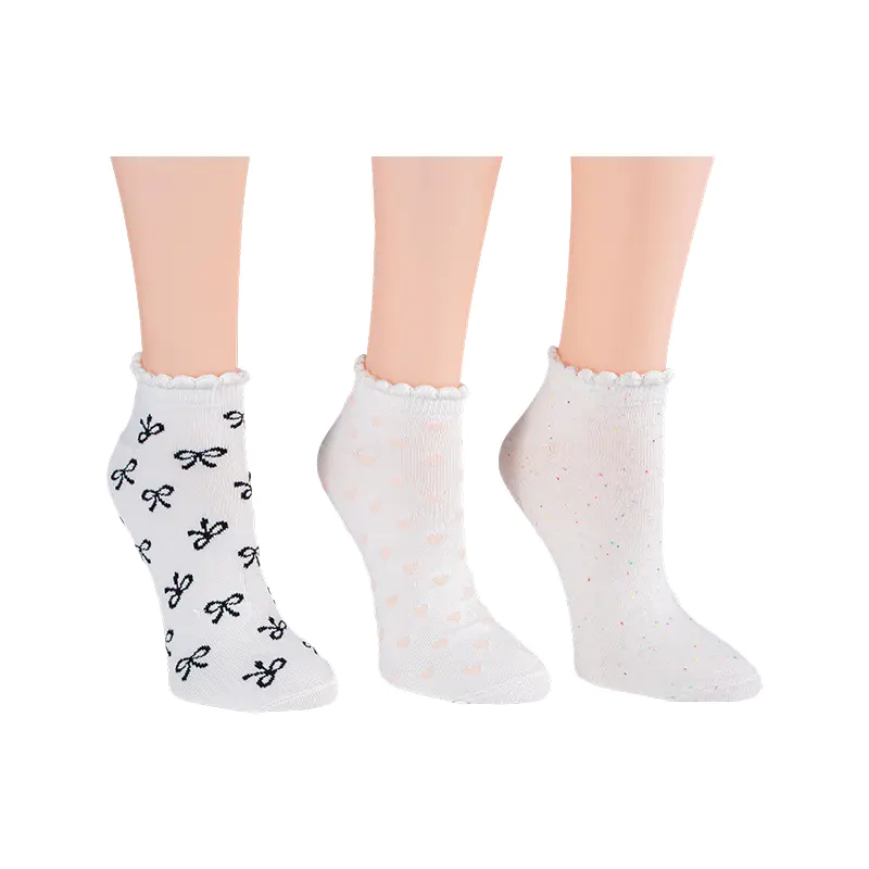 Kaus Kaki A/O Busur/Flek Pelangi/A/O Heart Scallo Lowcut 3ppk