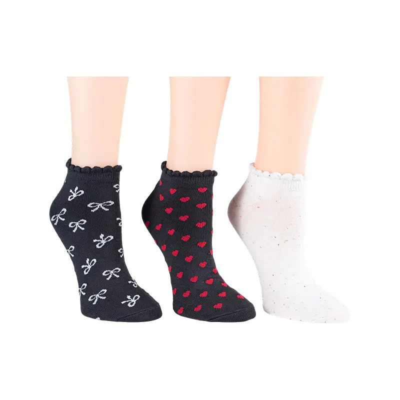 Kaus Kaki A/O Busur/Flek Pelangi/A/O Heart Scallo Lowcut 3ppk