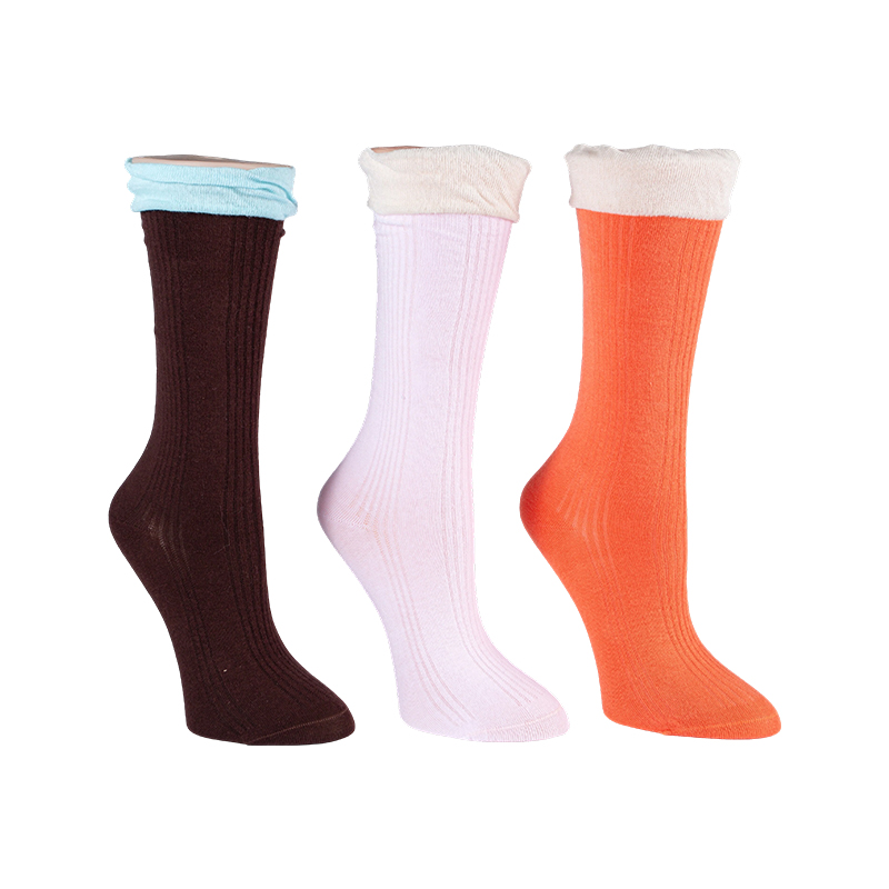 Kaus Kaki Kru Atasan Ruffle Tipis Wanita